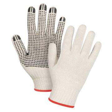 Gants tricotés à pois épais en poly/coton jauge 7 Petit