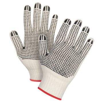 Heavyweight Dotted String Knit Gloves, 7 Gauge, Poly/Cotton, Small