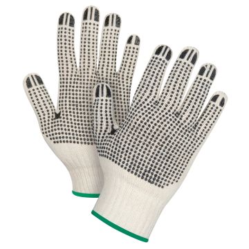 Heavyweight Dotted Poly/Cotton String Knit Gloves, 7 Gauge, Medium