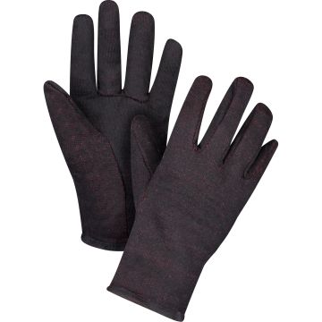 Brown Jersey Gloves, Large, Poly/Cotton, Red Fleece Lined — Size: Large, Colour: Brown, Inner Lining: Red Fleece — Supply Sol