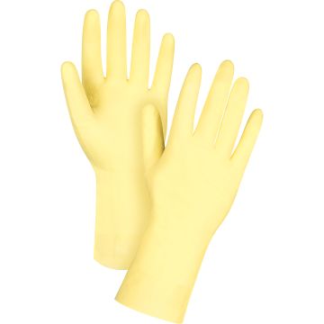 Premium Canary Yellow Chemical-Resistant Gloves,12" L, Rubber Latex, Flock-Lined Inner Lining, 18-mil — Supply Solution