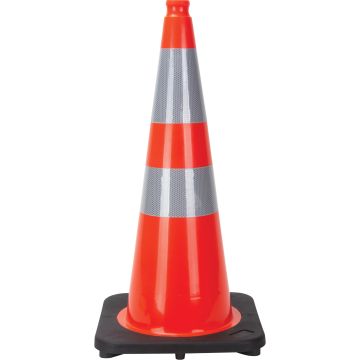28" Orange PVC Traffic Cone with Dual Reflective Collars