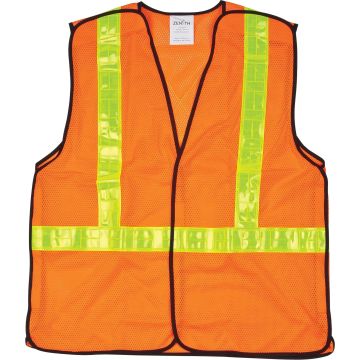 5-Point Tear-Away Traffic Safety Vest, High Visibility Orange,Polyester — Supply Solution