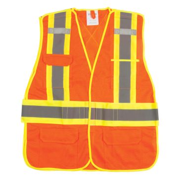 CSA Compliant High Visibility Surveyor Vest, High Visibility Orange,Polyester — Supply Solution