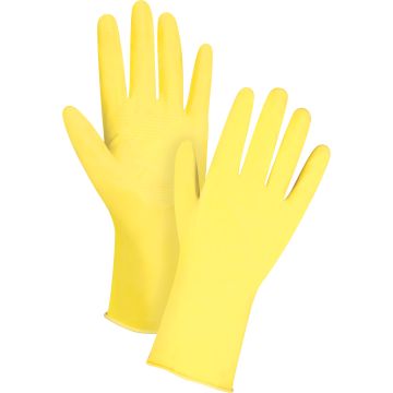 Canary Yellow Chemical-Resistant Gloves, Size 10,Latex, Flock-Lined Inner Lining, 15-mil — Supply Solution