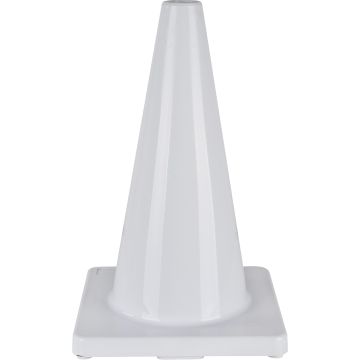18" White PVC Traffic Cone - Flexible & Durable