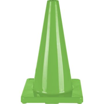 18" Green PVC Traffic Cone - Flexible & Durable