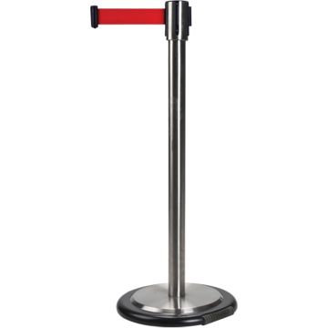 Steel Free-Standing Crowd Control Barrier, 35" H, Red Tape, 7' L