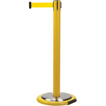 Steel Free-Standing Crowd Control Barrier, 35" H, Yellow Tape
