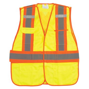Flame-Resistant Surveyor Vest, High Visibility Lime-Yellow,Polyester — Supply Solution