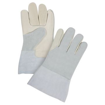 Premium Grain Cowhide Palm Work Gloves, Split-Back Gauntlet