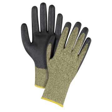 Black & Yellow Seamless Stretch Cut-Resistant Gloves,13 Gauge, Foam Nitrile Coated, Aramid Shell, ASTM ANSI Level A6 — Supply