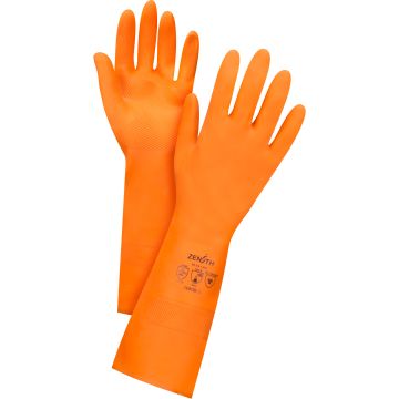 Premium Orange Chemical-Resistant Gloves,13" L, Rubber Latex, Flock-Lined Inner Lining, 28-mil — Supply Solution