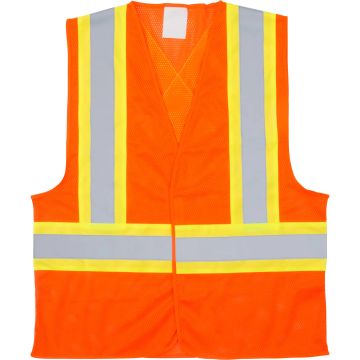Traffic Safety Vest, High Visibility Orange, Large, Polyester — Supply Solution