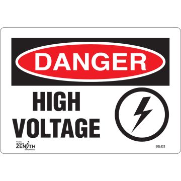 High Voltage Sign, 7" x 10", English with Pictogram