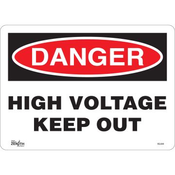 High Voltage Keep Out Safety Sign, 10" x 14", English