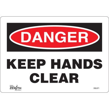 Keep Hands Clear Safety Sign, 7" x 10", English Vinyl