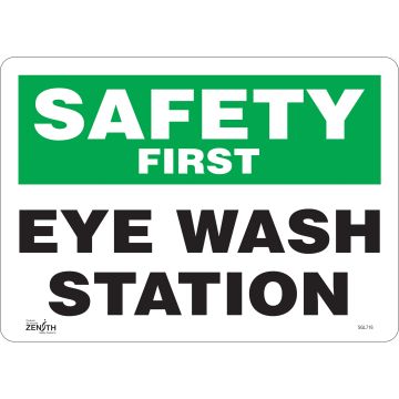 Panneau de sécurité pour station de lavage oculaire, 10" x 14", Anglais