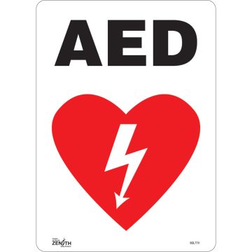 AED Sign - English with Pictogram, 14" x 10"