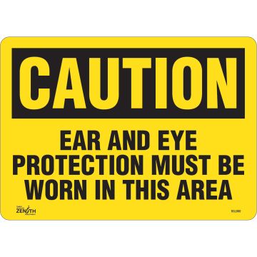Ear and Eye Protection Required Sign, 10" x 14", English