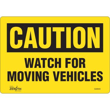 Watch For Moving Vehicles Sign, 7" x 10", English