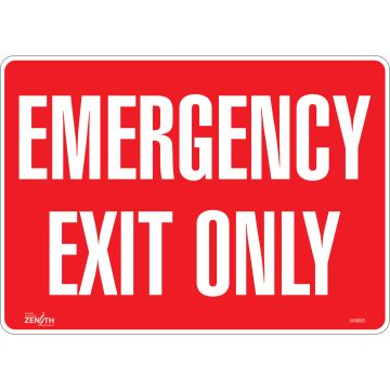Emergency Exit Only Sign, 10" x 14", Adhesive Vinyl