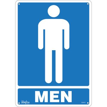 Men's Restroom Sign, 14" x 10", English with Pictogram
