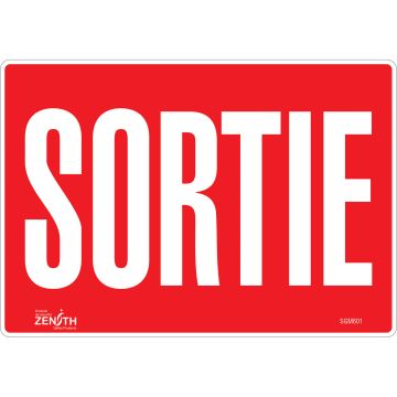 Exit Sign, 7" x 10", Adhesive Vinyl, English