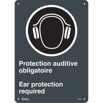 Ear Protection Required Sign, 14" x 10", Aluminum, Reflective