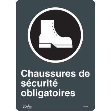 Panneau Chaussures de Sécurité Obligatoires, 14" x 10", Français/Pictogramme