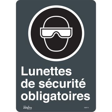 Mandatory Safety Glasses Sign, 14" x 10", French/Pictogram