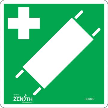 First Aid Stretcher CSA Safety Sign, 6" x 6", Pictogram