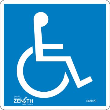 Handicap CSA Standard Safety Sign, 6" x 6", Pictogram