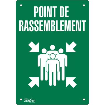 Assembly Point Sign, 20" x 14", French with Pictogram