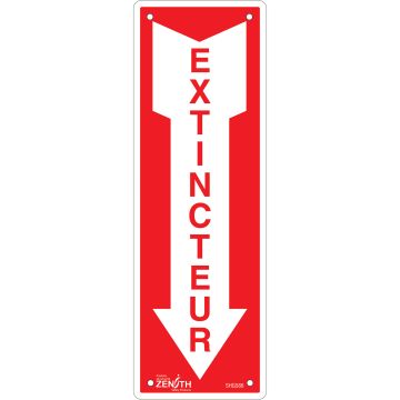 Fire Extinguisher Sign, 12" x 4", Aluminum, French/Pictogram