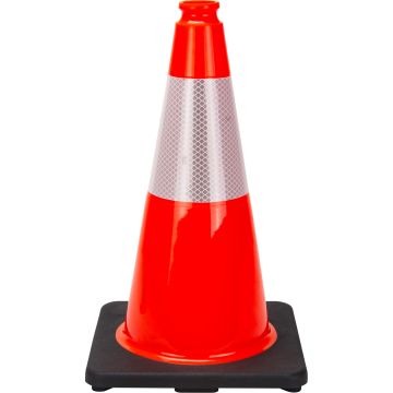 18" Orange PVC Traffic Cone with 6" Reflective Collar