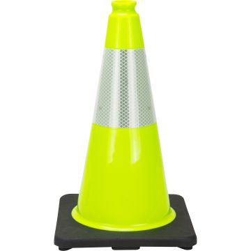 18-inch Lime Green Traffic Cone with 6-inch Reflective Collar