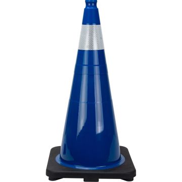 28" Blue PVC Traffic Cone with 4" Reflective Collar
