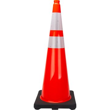 36" Orange PVC Traffic Cone with Reflective Collars
