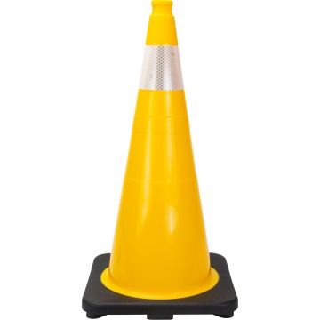 28" Yellow PVC Traffic Cone with 4" Reflective Collar