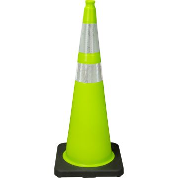 36" Lime Green PVC Traffic Cone with 3M Reflective Collars