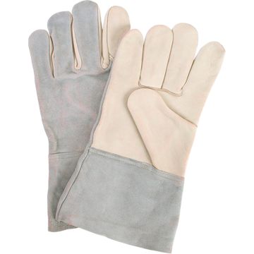 Standard-Duty Work Gloves, Large, Grain Cowhide Palm — Size: Large, Inner Lining: Unlined, Leather Palm Type: Grain Cowhide —