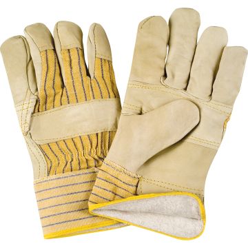 Grain Cowhide Winter-Lined Patch-Palm Fitters Gloves