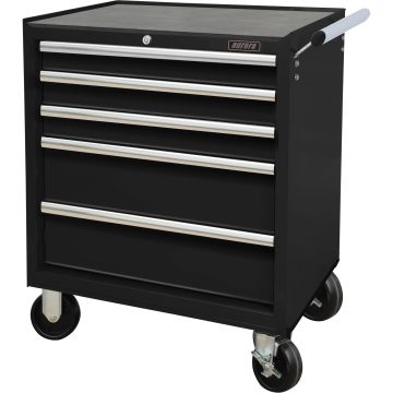 5-Drawer Industrial Tool Cart, 27" W, Black Steel — No. Of Drawers: 5, Colour: Black, Overall Depth: 18-3/4" — Supply Solutio