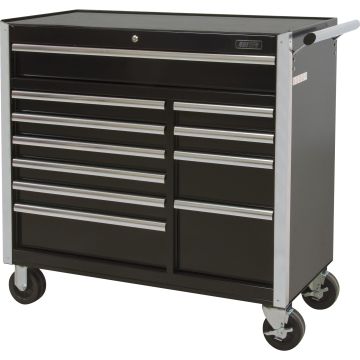 Industrial Tool Cart, 11 Drawers, 41" W x 18-3/4" D x 39-1/3" H, Black — No. Of Drawers: 11, Colour: Black, Overall Depth: 18