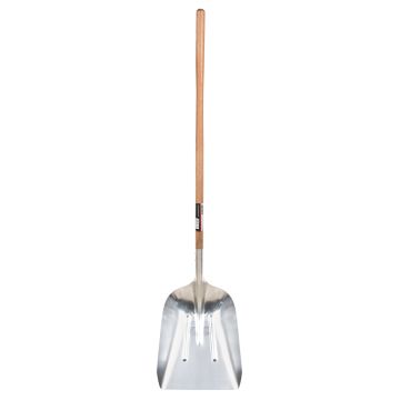 Aluminum Scoop Shovel, Straight Wood Handle, 45-3/4" Length