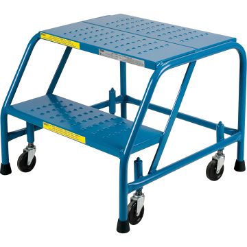 2-Step Rolling Ladder, 18" Width, 19" Platform, Steel