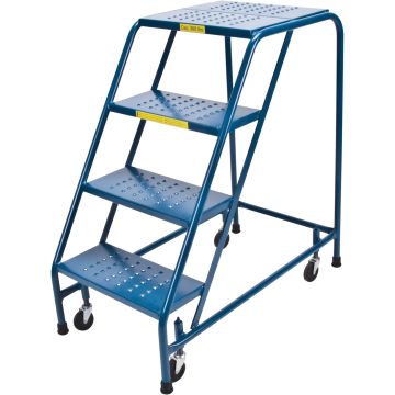 4-Step Rolling Steel Ladder, 18" Width, 37" Platform