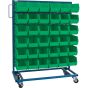 Mobile Bin Rack, Single-Sided, 36 Bins, 36" W x 16" D