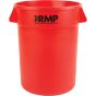 Red Polyethylene Garbage Bin, 32 US Gallon, Heavy-Duty